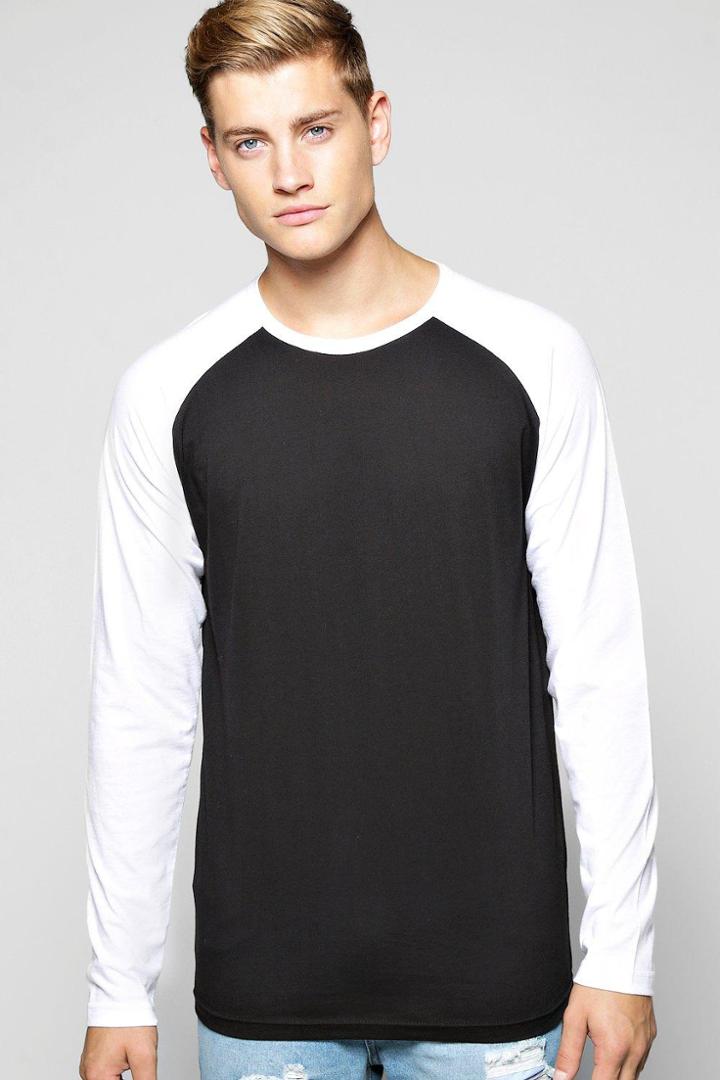 Boohoo Long Sleeve Raglan T Shirt Black