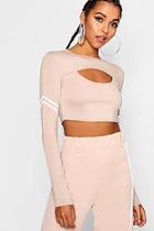 Boohoo Tall Penny Cut Out Sports Stripe Crop Top