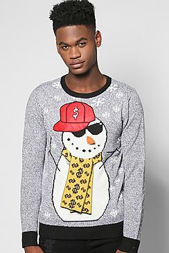 Boohoo Gangsta 3d Snowman Xmas Jumper