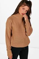 Boohoo Paige Reverse Knit Turtle Neck Side Zip Jumper