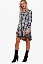 Boohoo Bella Woven Check Fit & Flare Shirt Dress