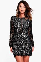 Boohoo Boutique Amie Crochet Lace Bodycon Dress Black