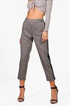 Boohoo Brea Dogtooth Stripe Detail Tapered Trouser