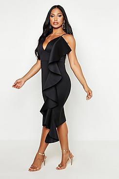 Boohoo Ruffle Side Scuba Dress