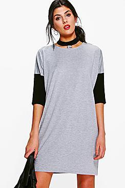 Boohoo Astley Choker Colour Block T-shirt Dress