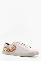 Boohoo Faux Leather Embroidered Trainer