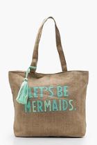 Boohoo Ava Lets Be Mermaids Beach Bag