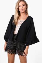 Boohoo Tanya Frill Sleeve Edge To Edge Jacket