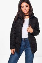 Boohoo Victoria High Neck Quilted Jacket Black