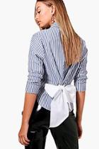 Boohoo Eyelet Tie Back Stripe Shirt