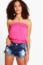 Boohoo Millie Shirred Tube Top Coral