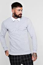 Boohoo Man Signature Embroidered Rugby Sweat
