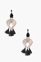 Boohoo Ria Gem Stone Leaf Tassel Earrings