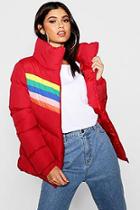 Boohoo Rainbow Puffer Jacket