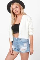Boohoo Olivia Edge To Edge Crop Cardigan Cream