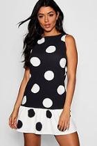 Boohoo Evie Drop Hem Polka Dot Shift Dress