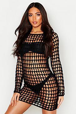 Boohoo Premium Knitted Mini Beach Dress