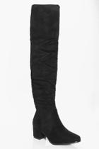 Boohoo Keira Rouch Detail Over The Knee Boot Black