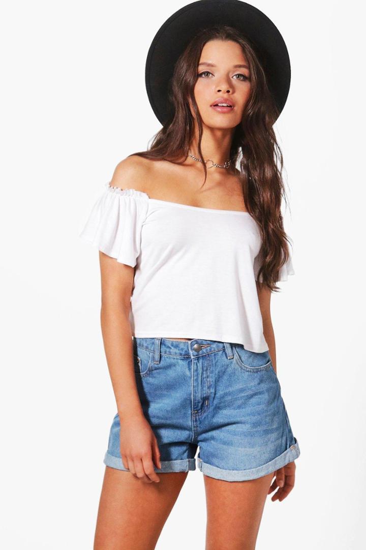 Boohoo Hetty High Rise Denim Mom Shorts Blue
