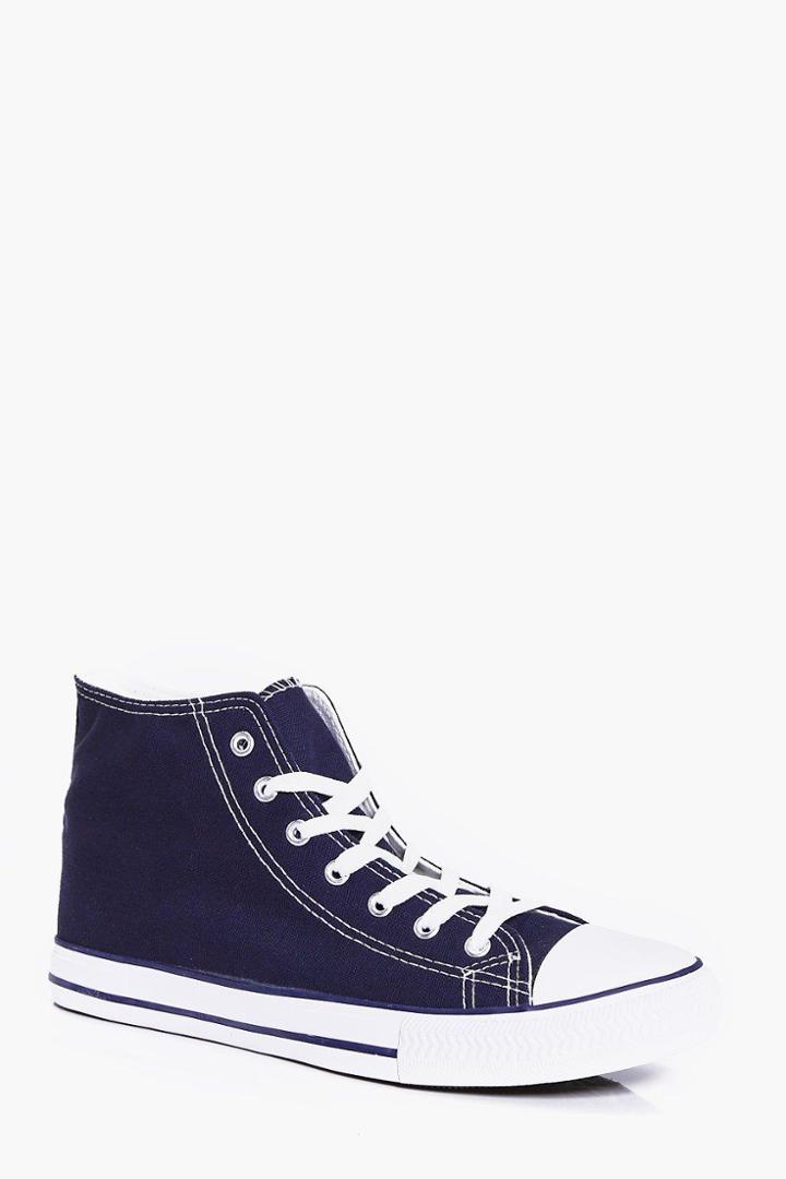 Boohoo High Top Canvas Plimsoll Navy