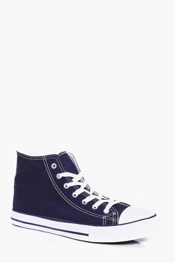 Boohoo High Top Canvas Plimsoll Navy