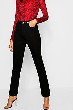 Boohoo High Waisted Distressed Slim Straight Leg Jean