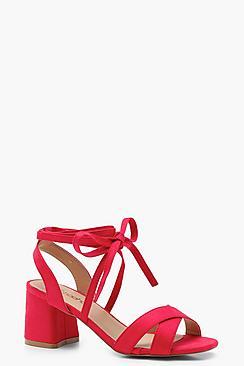 Boohoo Wide Fit Cross Strap Ankle Block Heels