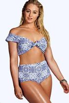 Boohoo Plus Riley Tie Detail Bikini
