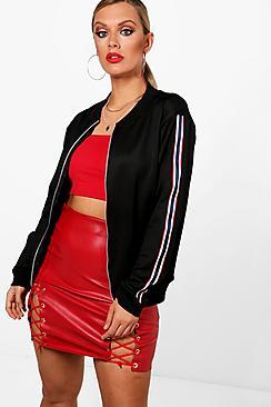 Boohoo Plus Fiona Stripe Sleeve Bomber Jacket