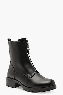 Boohoo O Ring Pull Biker Boots