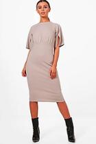 Boohoo Petite Layered Wrap Wiggle Midi Dress