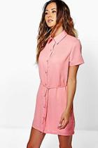 Boohoo Allie Split Side Skinny Tie Shirt Dress