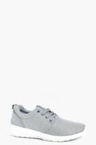 Boohoo Daisy Shimmer Fabric Lace Up Trainer Silver