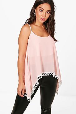 Boohoo Ria Dipped Hem Lace Cami