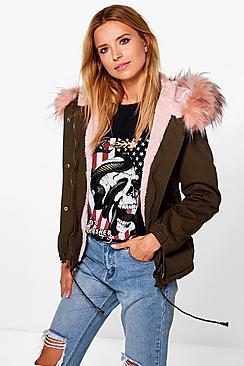 Boohoo Esme Faux Fur Parka