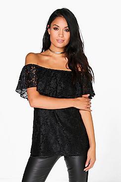 Boohoo Cleo Lace Bardot Top