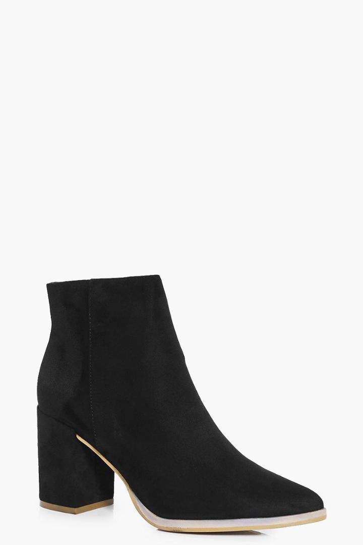 Boohoo Keira Pointed Block Heel Boot Black