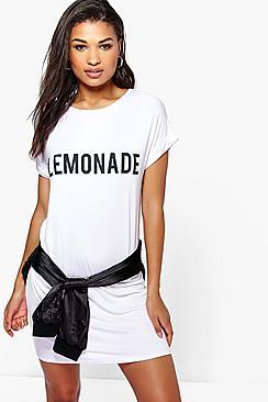 Boohoo Lottie Lemonade Print Cap Sleeve Shift Dress