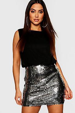 Boohoo Chiffon Top Sequin Skirt 2 In 1 Dress