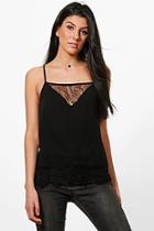 Boohoo Rebecca Lace Insert Knitted Cami Top