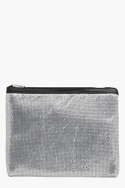 Boohoo Sophia Chainmail Zip Top Clutch Bag
