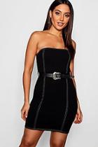 Boohoo Seam Detail Bandeau Belted Bodycon Dress