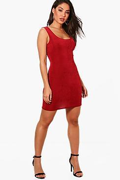 Boohoo Jan Scoop Neck Textured Slinky Bodycon Dress