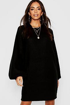 Boohoo Crew Neck Fisherman Rib Jumper Dress