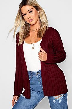 Boohoo Petite Rib Knit Slouchy Cardigan