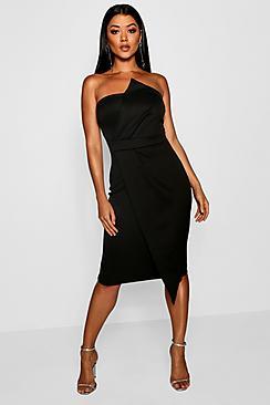 Boohoo Zoey Bandeau Wrap Detail Midi Dress