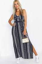 Boohoo Plus Woven Printed Tie Front Strappy Maxi Dress