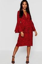 Boohoo Knot Front Cheetah Print Midi Dress