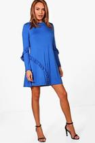 Boohoo Ruffle Insert Fit & Flare Mini Dress