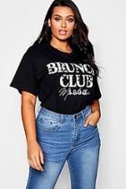 Boohoo Plus Check Brunch Club T Shirt